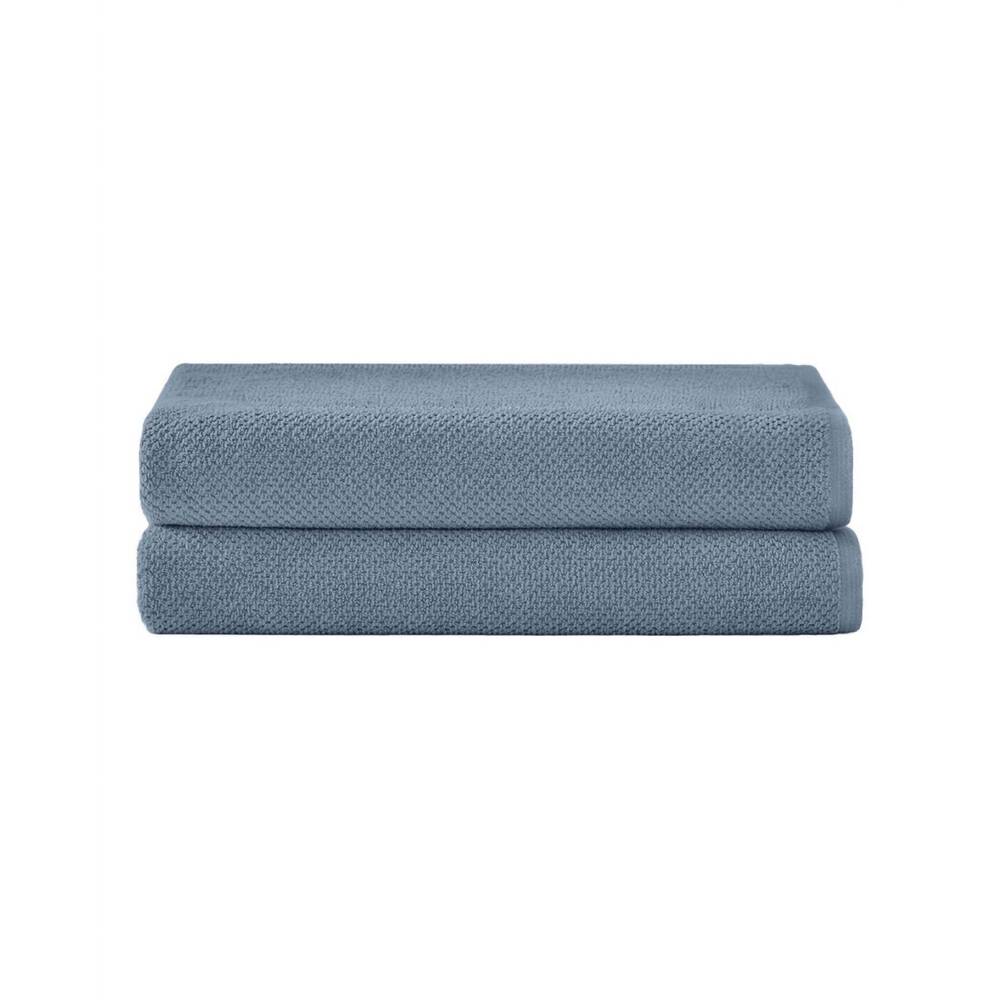 NEW UNDER THE CANOPY textured organic 2 piece bath sheet set in chambray
